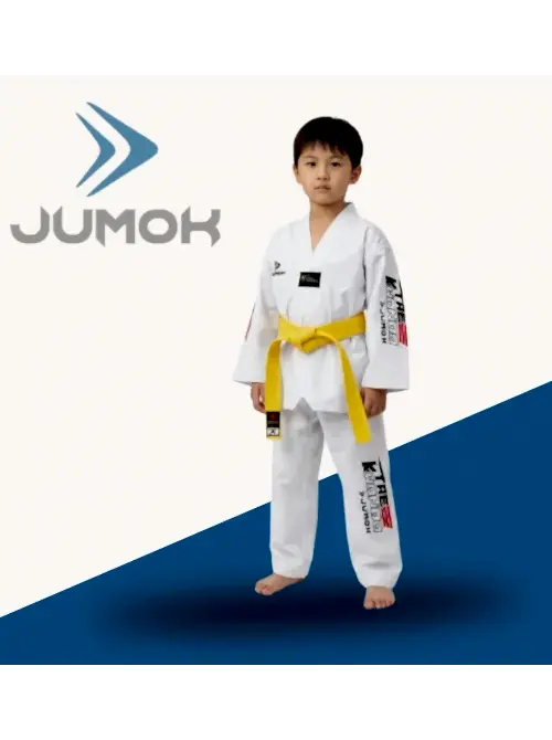 JUMOK ACEMİ TAEKWONDO BEYAZ YAKA ELBİSE JUMOK ACEMİ TAEKWONDO BEYAZ YAKA ELBİSE